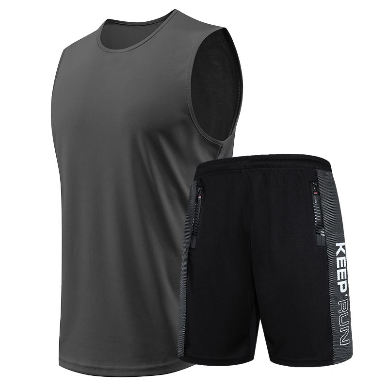 BURUITE Men's Fitness Clothing Sports Vest Set Ice Silk Quick-Dry Summer Running Basketball Training Sleeveless T-Shirt Gear