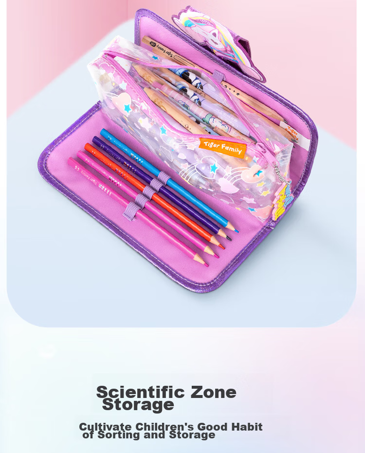 TigerFamily Large Capacity Stylish Pencil Case for Primary School Students, Lightweight Stationery Box for Children, New Year Gift for Boys And Girls 9