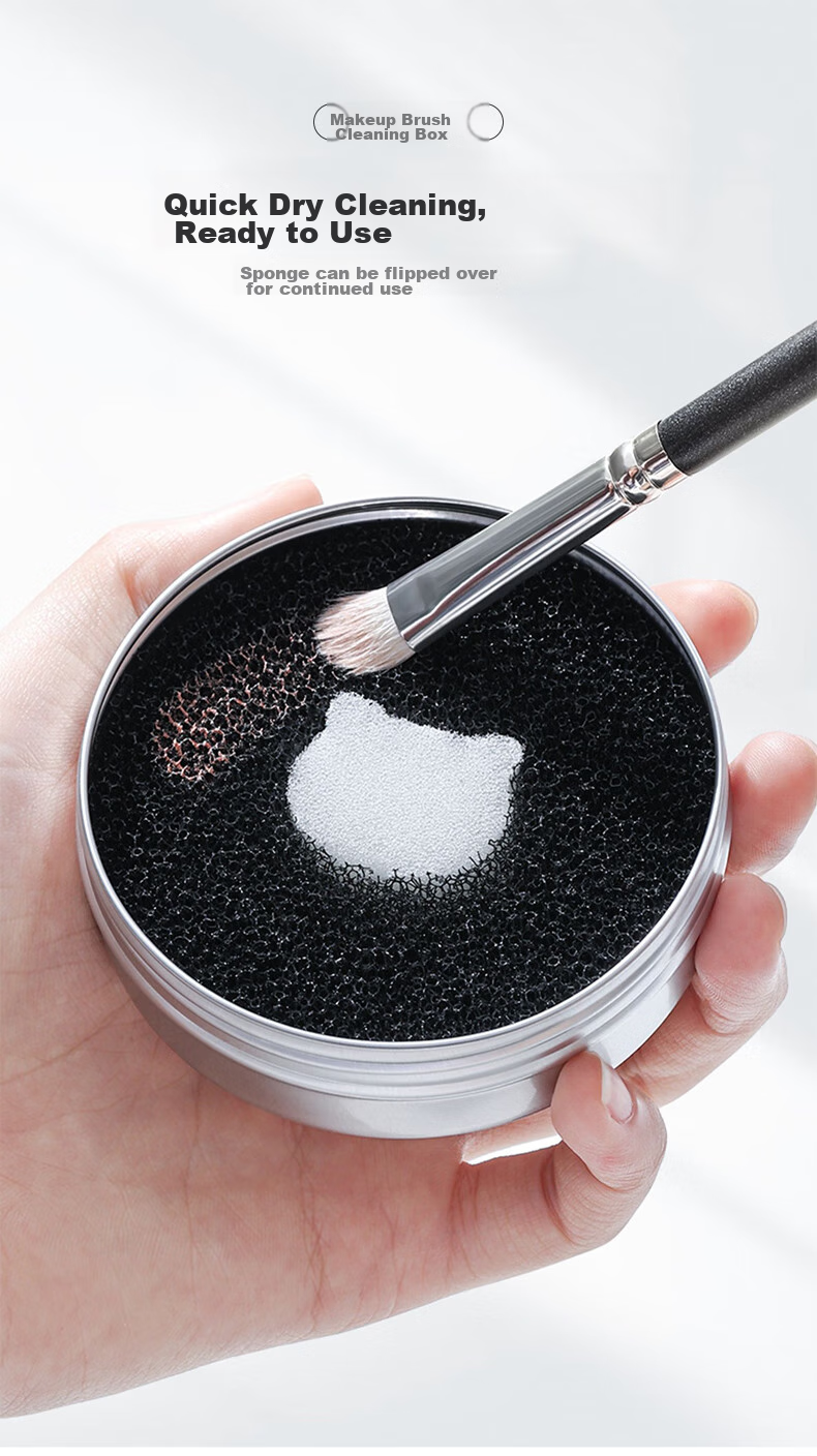 Chense Dry Cleaning Concealer Brush, Makeup Brush Cleaning Box, Sponge Beauty Blender, Powder Puff Cleaning Agent Tool, Portable 1