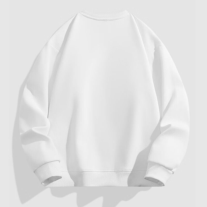 Mianzhi Men's Sweatshirt, Hong Kong Style Trendy Round Neck Undershirt, Loose Versatile Student Top, White, 3XL