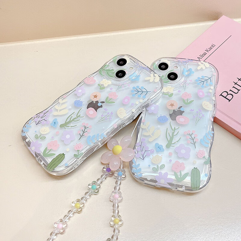 Jiangming Wave Airbag Ultra-thin Lens Full Coverage Anti-fingerprint Anti-fall Clear Fresh Fairy Soft Shell with Hand Strap for Apple 13 Phone Case 10