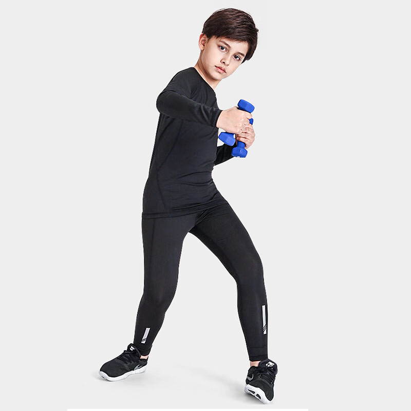 FANDIMU Kids Fleece-Lined Sports Set Two-Piece Track Training Fitness Wear Youth Running Breathable Basketball Outfit