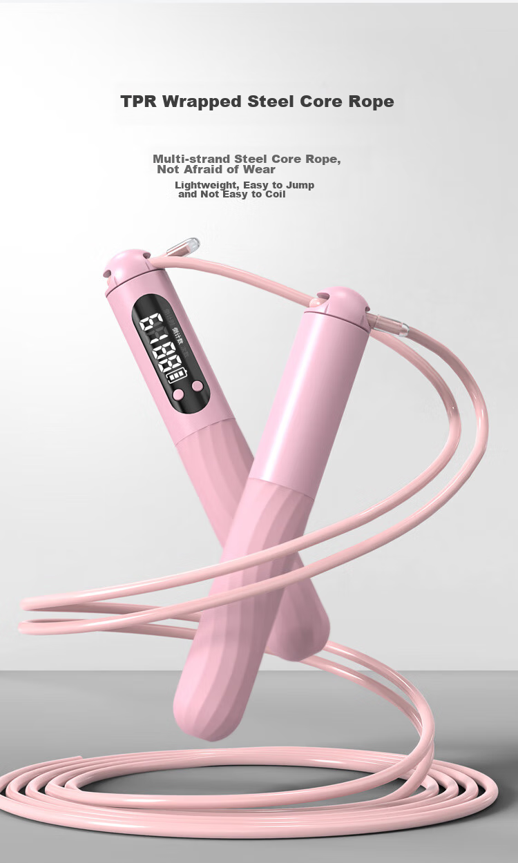 JD Original Ball Jump Rope, Smart Counting with And Without Rope, Weight Loss And Weighted for Students' Exams, Steel Wire Speed Competition, Pink 7