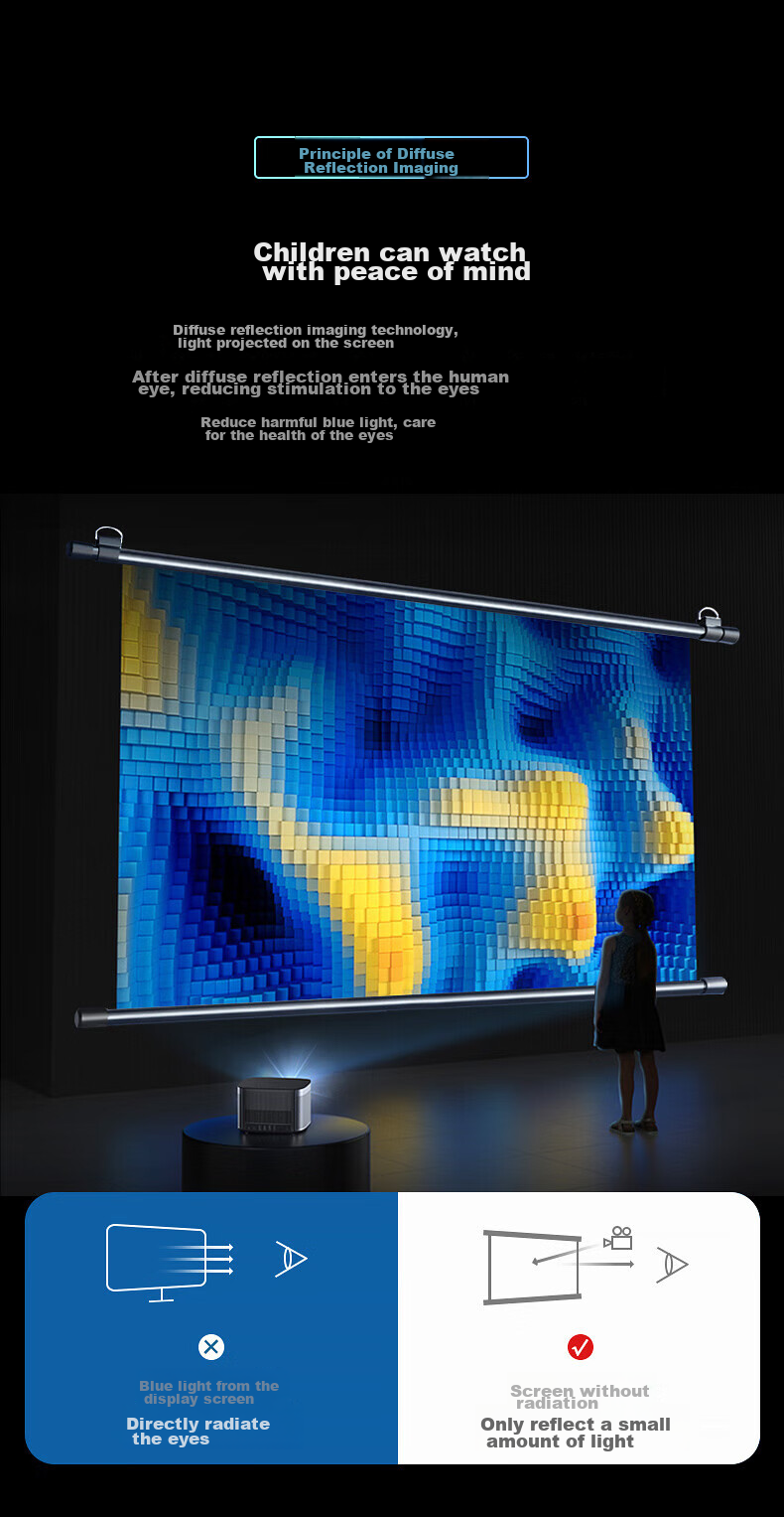 MEISHUO 84-Inch 16:9 White Glass Fiber Wall-Mounted Projection Screen Easy Installation Projector Screen [No Drilling Required] High-Definition Projector Screen Compatible with Xiaomi, XGIMI, Jmgo, Epso 11