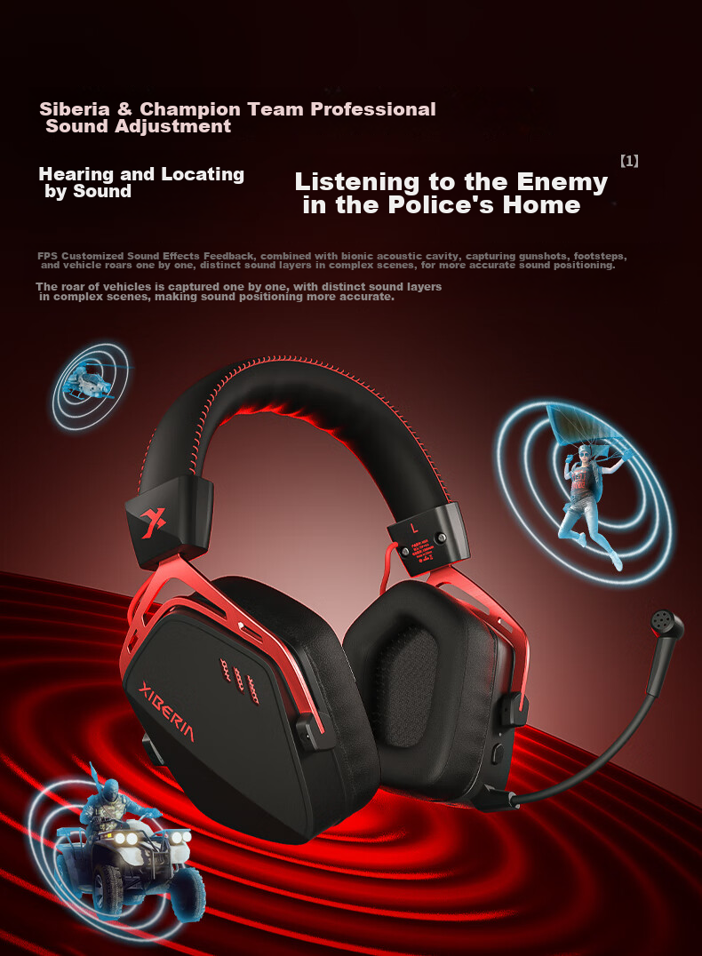 XIBERIA K03S Quad-Mode Gaming Headset with Visual Battery Indicator, Bluetooth Wireless Over-Ear E-Sports Triangular Sound Positioning Warrior Black [Recommended by Xiaodingdang] 7