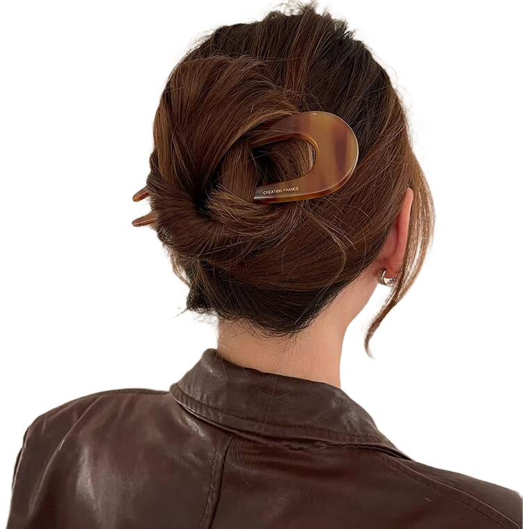 Xiangwan Hairpin, U-Shaped Acetate Hair Fork, Back of Head Bun Holder, Fixed Hair Clip, Comb, Simple Hairpin, Birthday Gift for Wome