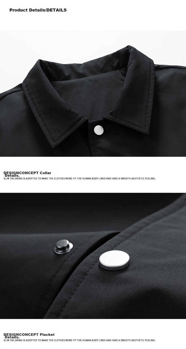 Dingfengbaoluo Lapel Jacket for Men, Spring Windproof Lightweight Coat, Loose Versatile Baseball Shirt Top DFM12 Black 2XL 15