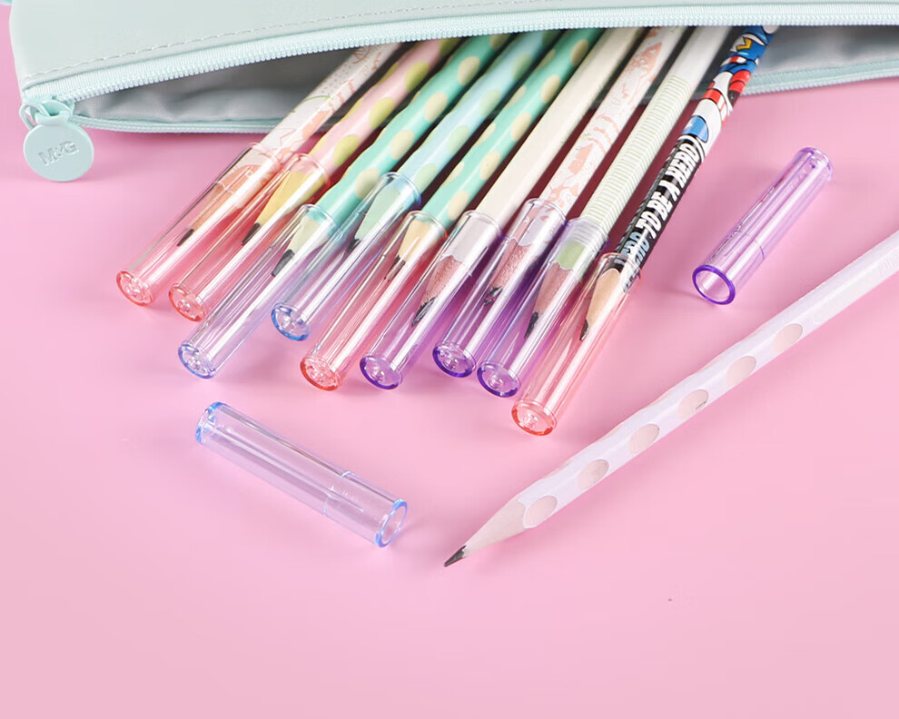 M&G Transparent Colored Series Pencil Extenders for Elementary School Students, Pencil Tip Protectors, Back-To Stationery ABT984C7 5 Packs 10