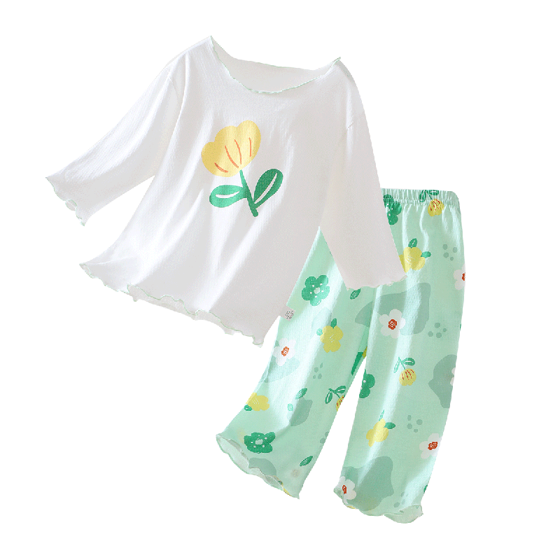 DEESHA Girls' Short-Sleeve Pajama Set, Children's Loungewear And Sleepwear