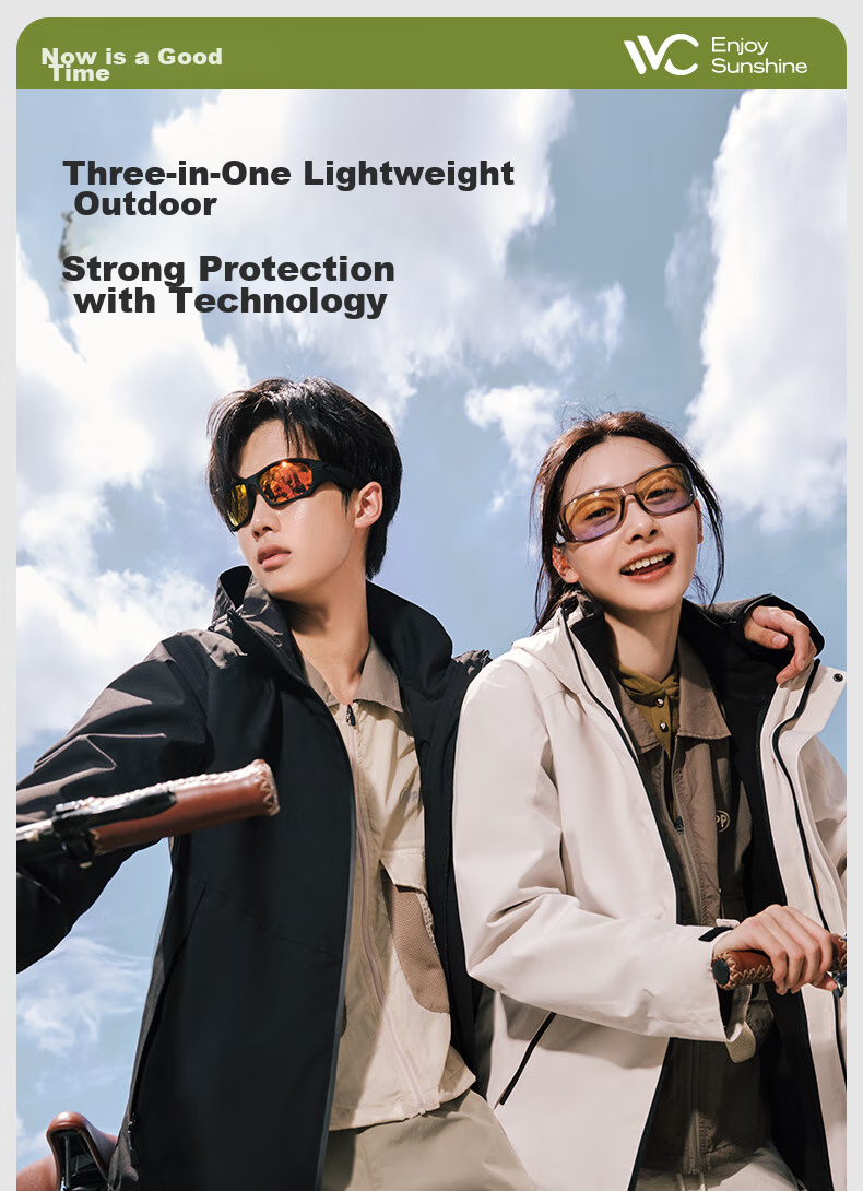VVC Functional Windproof And Waterproof Jacket for Men And Women with Detachable Fleece Inner Layer, Warm Outdoor Coat, Cloud White, Size S 1