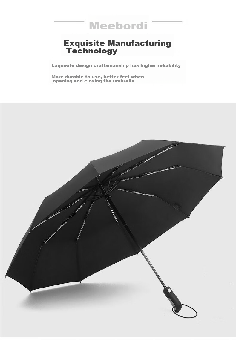 Meebordi Automatic Large Umbrella, Sunshade Umbrella, Three-Fold Portable High-End Gift Box Umbrella, Business Folding Storm Umbrella, Customizable 11