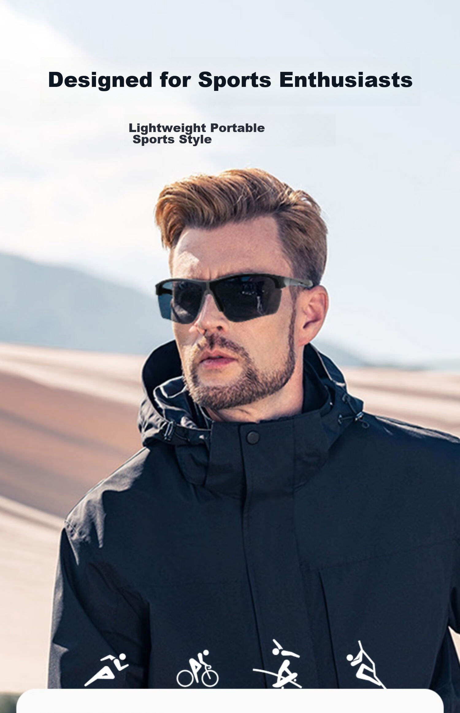 Angelamiao Outdoor Cycling Glasses, Lightweight And Foldable Sports Sunglasses for Hiking, Fishing, Driving, Running, Protective Goggles, Water-Resistant Lenses 1