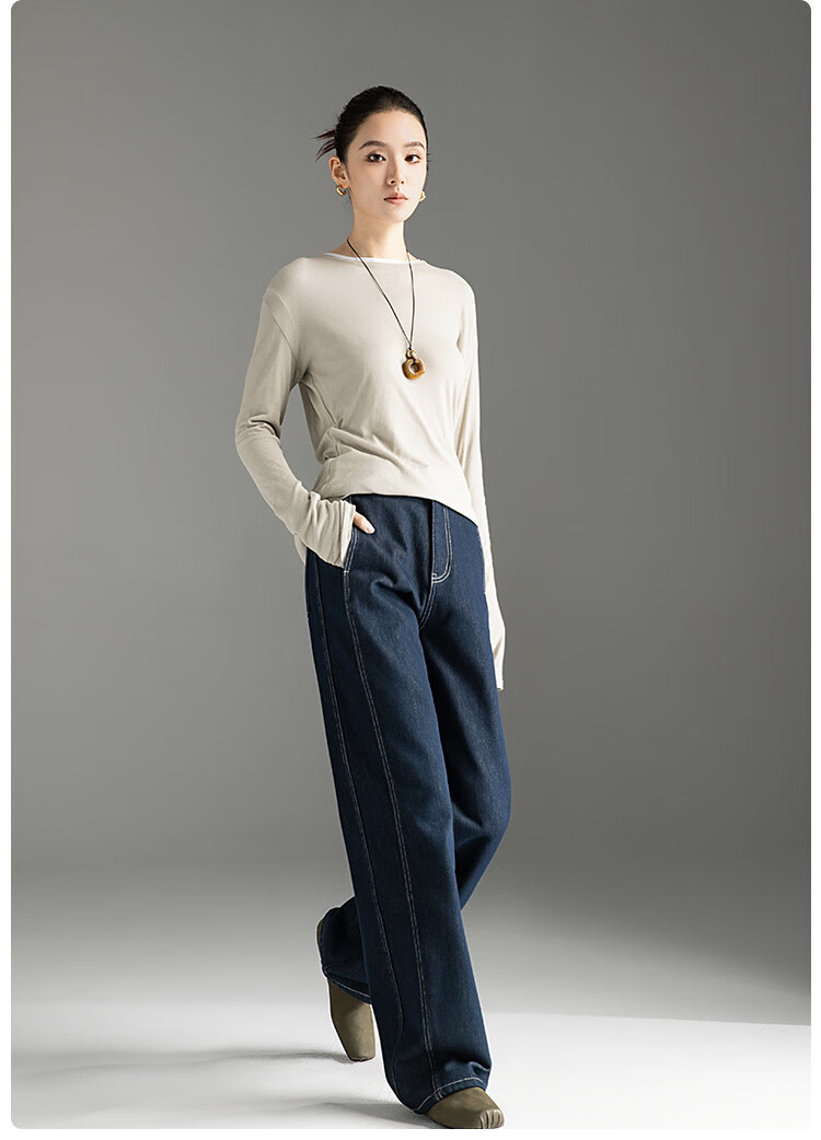 Dme Winter Anti-Fading Warm Fleece Straight-Leg Jeans, Warm Slim Fit Wide-Leg Pants for Wome 15