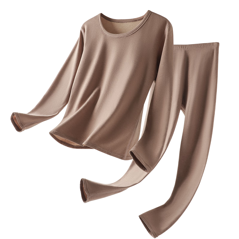 LangSha Women's Thermal Underwear Set, Fleece-Lined And Thickened, Autumn And Winter Cashmere, Anti-Static, Antibacterial, Plus Size, Anti-Mite, Autumn Top And Bottom