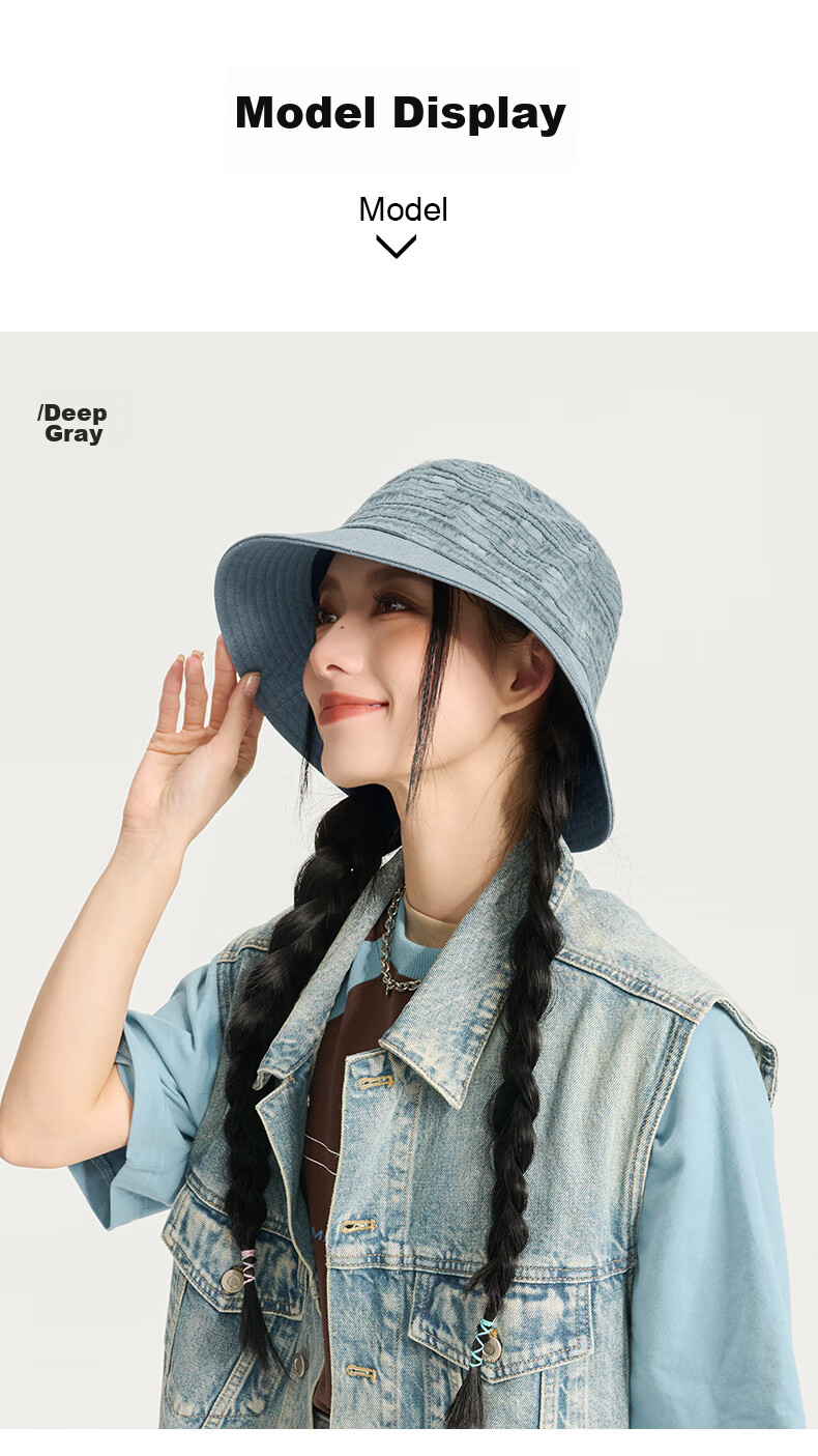 CACUSS Women's Sun Hat Spring Summer Colorblock Wide Brim Face Slimming Outdoor Bucket Hat Beige 12
