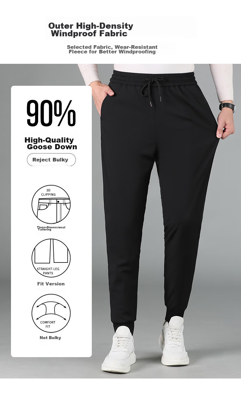 YAYA 90% Goose down Pants, Winter Thermal Leggings for Men And Women, Couples Matching Style, Warm Thick Fleece-Lined Pants, Tapered Men's Trousers 1