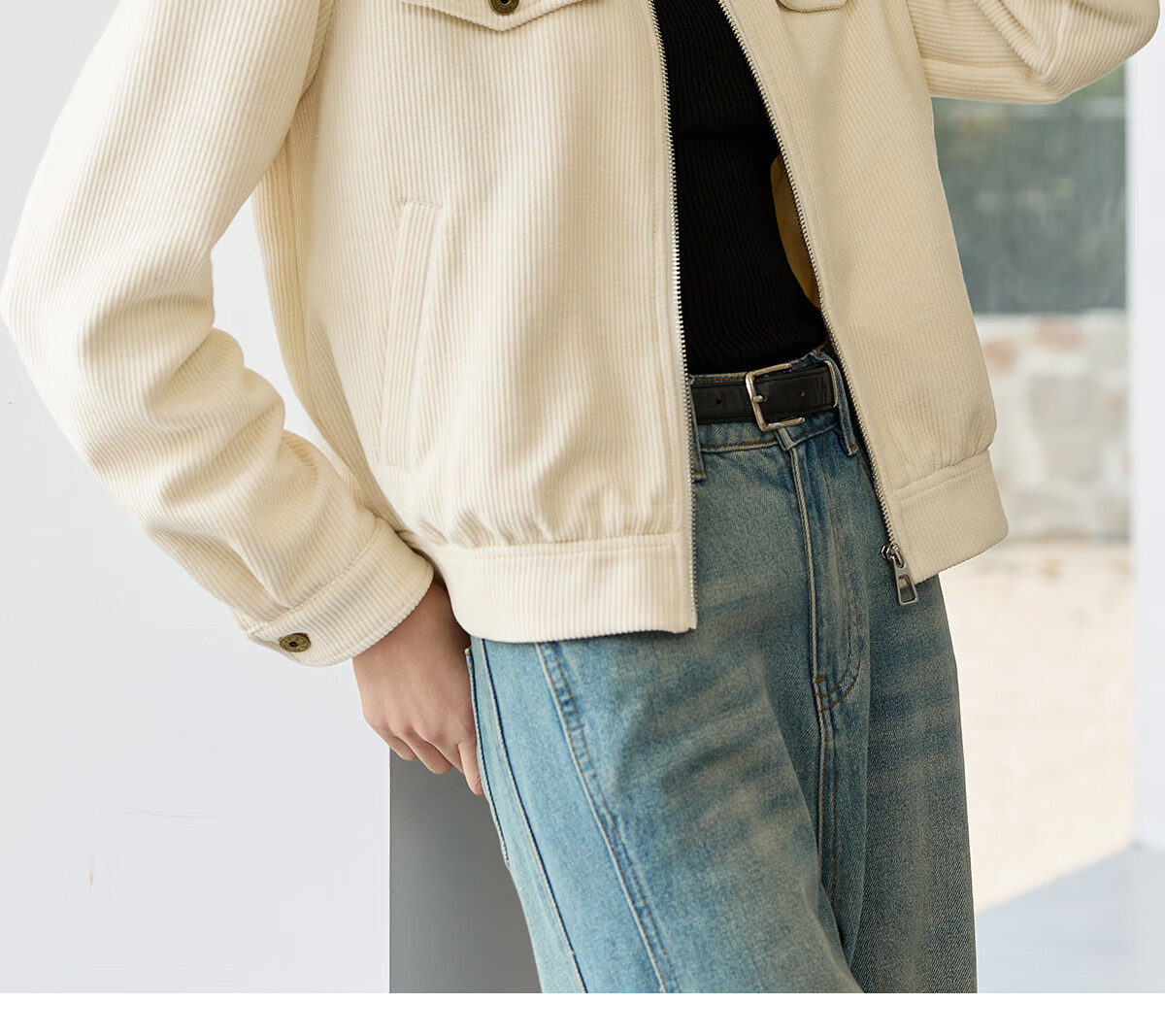 Chushen Vintage Corduroy Short Jacket for Women, Fashionable Color-Block Collar, Casual Versatile Short Coat S51D018 1