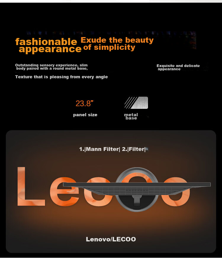 Lenovo Lecoo 27-Inch 2K Monitor with 100Hz Refresh Rate, HDR Technology, Type-C 65W Reverse Charging, Full-Function Height-Adjustable Rotating Stand Office Monitor M2721HL 2