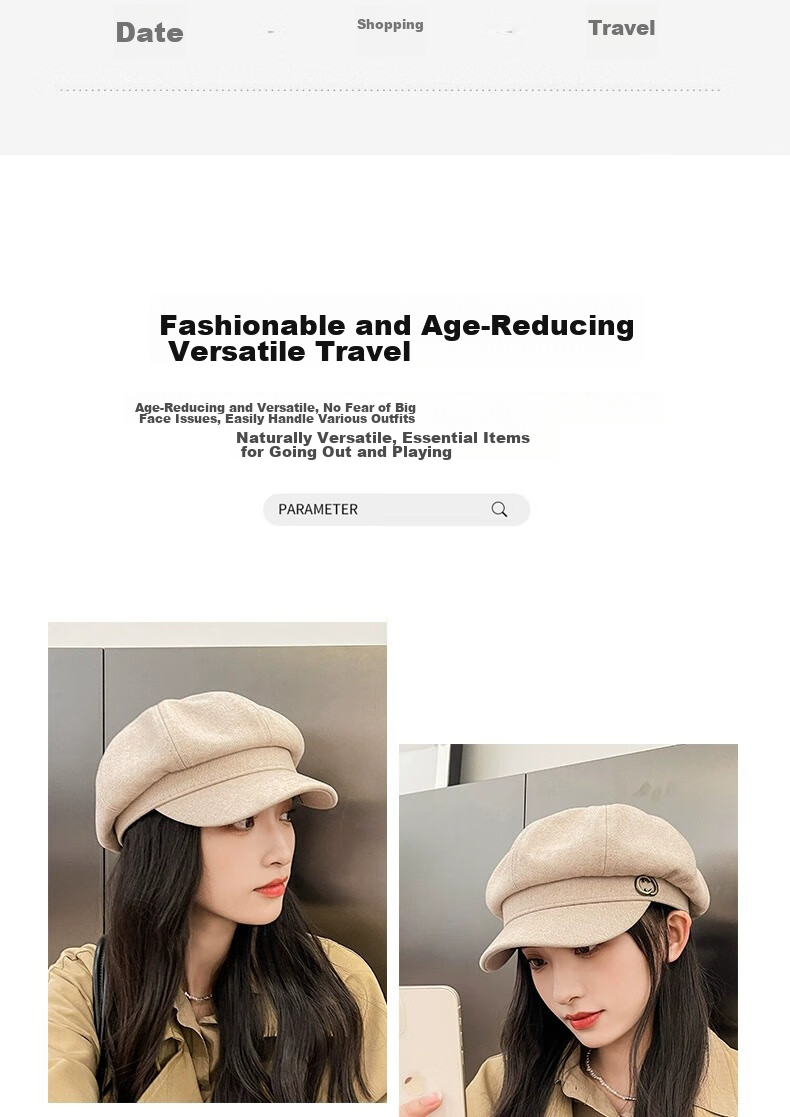MMOPTOP Women's Beret, All-Season Style, Korean Fashion, British Retro, Versatile, Face-Slimming, Octagonal Cap, Newsboy Cap, Baseball Cap 3