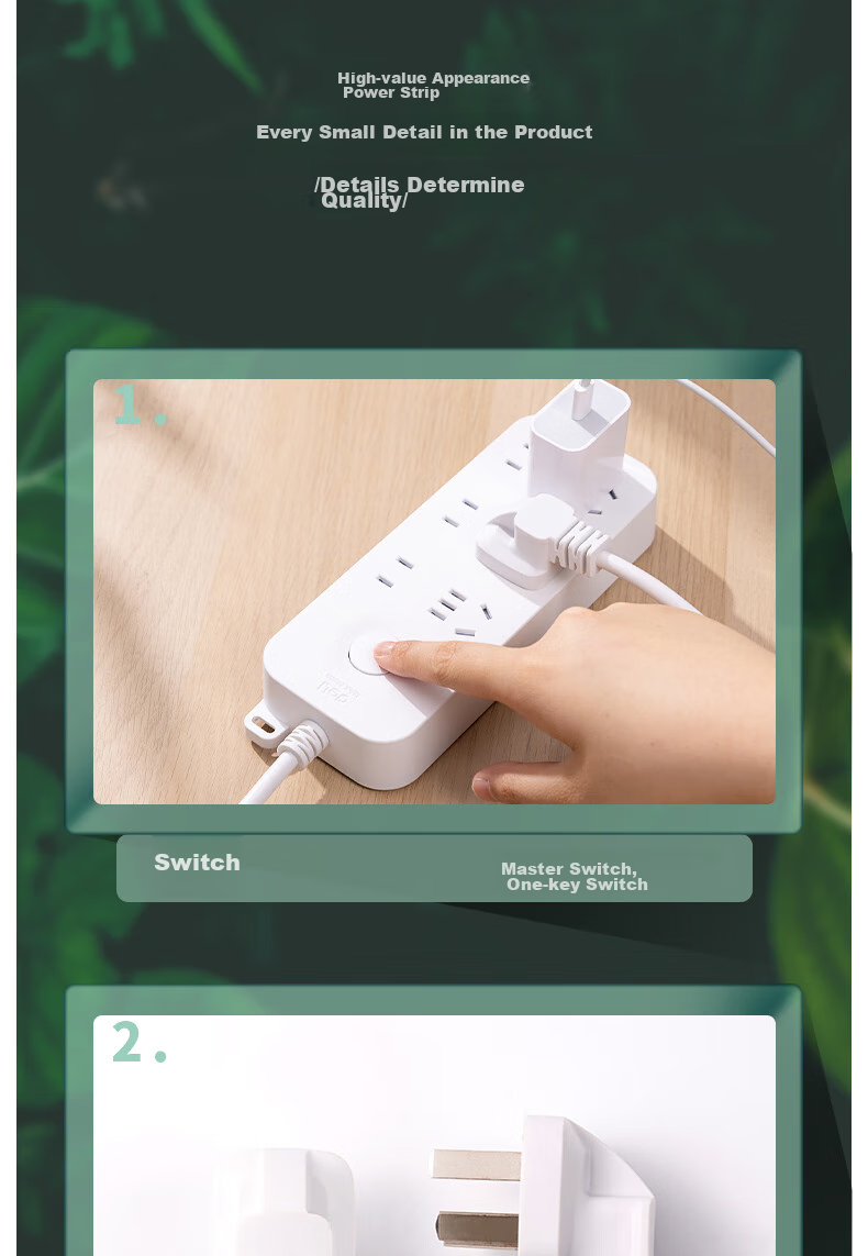Deli Ya Bai Series National Standard Safe Power Strip/Extension Cord/Surge Protector with Master Switch, 6 Outlets, 3 Meters, 33915(03) 11