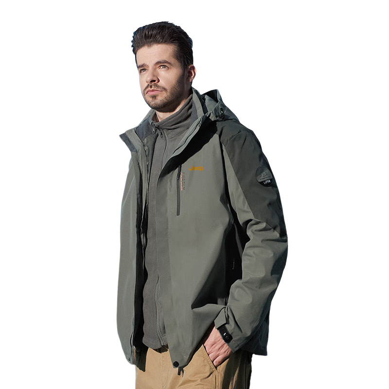 JEEP Three-In Windproof Jacket for Men, New Style for Autumn And Winter 2026, Outdoor Hooded Coat