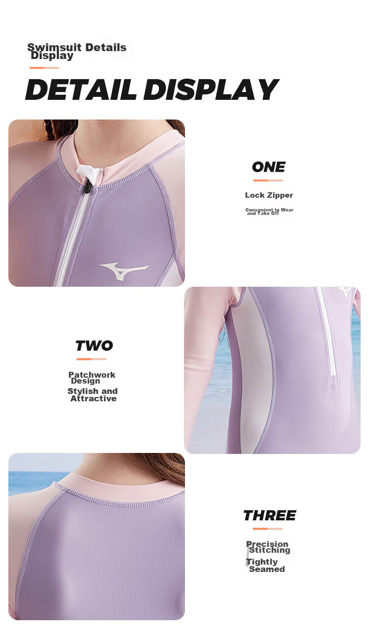 MIZUNO Children's Swimsuit, One-Piece Long-Sleeve Sun Protection Surfing Suit for Girls, Quick-Dry Training Swimwear for Boys, Hot Spring Swimming Costume A3416 Red 140 20