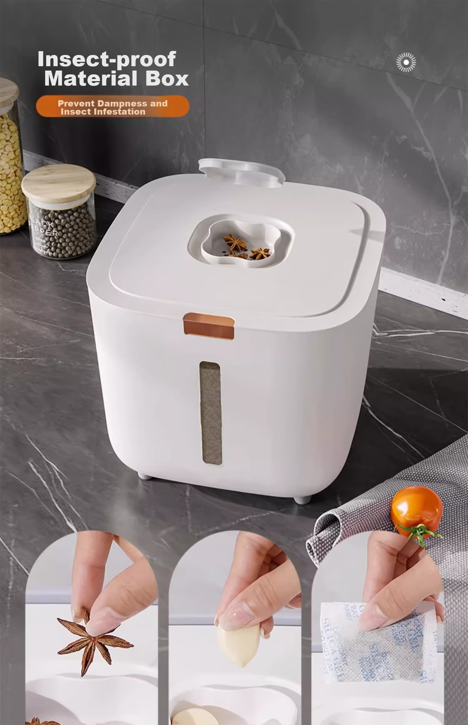 Jiadu Rice Container, Insect-Proof And Moisture-Proof Sealed Household Rice Storage Bin, Food-Grade Rice Storage Box, Flour Storage Jar 4