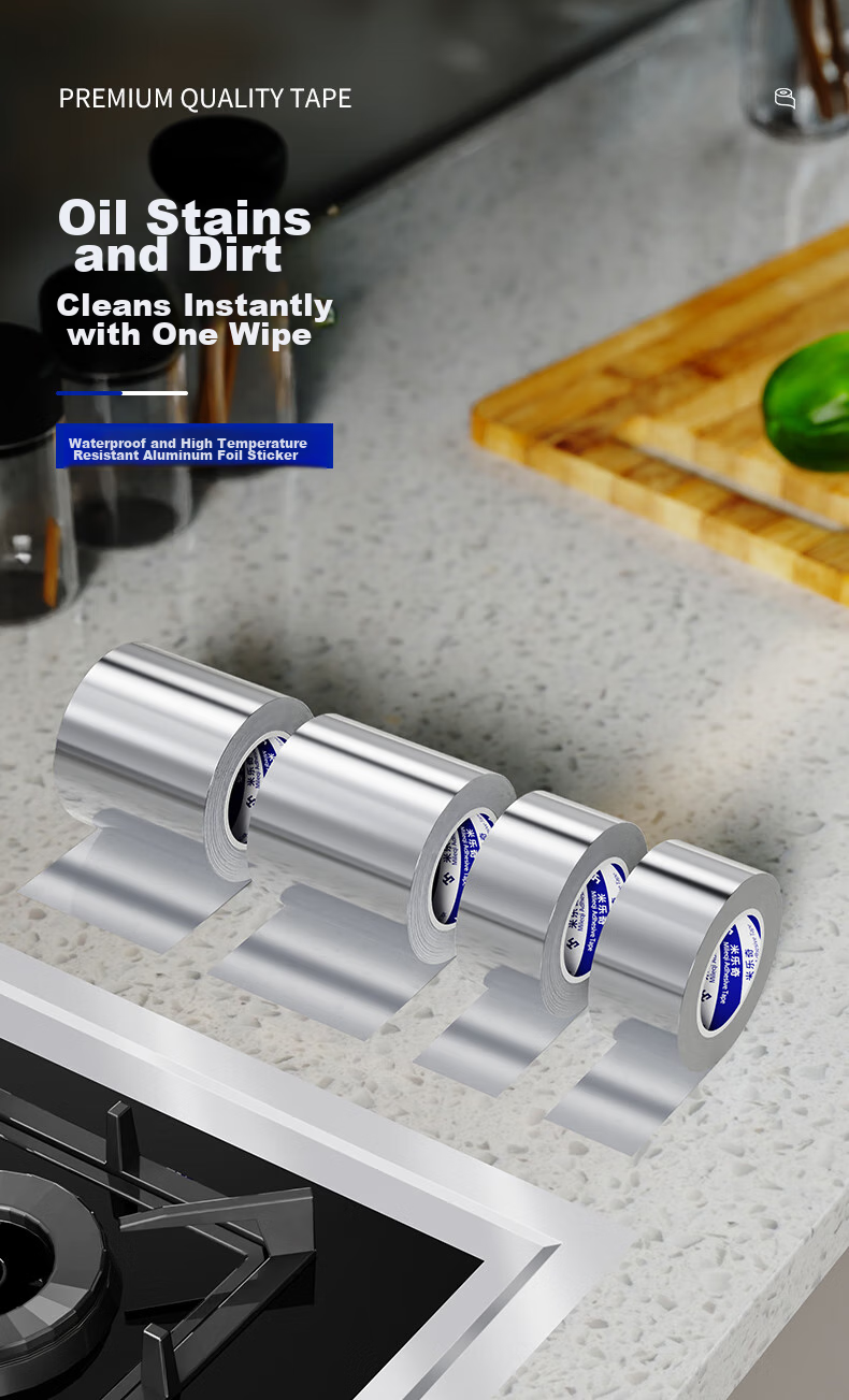 Mileqi Multi-Purpose Aluminum Foil Tape Waterproof Mildew-Proof Oil-Resistant High-Temperature Resistant for Stove Countertop Sink Edge Beauty Seam Gap 100mm Wide * 10m Long * [1 Roll] 3