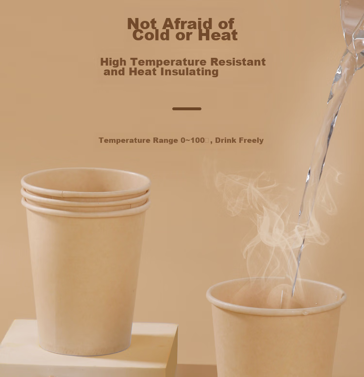 Lanziran Disposable Cups, 100-Pack, 245ml Paper Cups, Coffee Mugs, Natural Color without Printing, for Office, Business And Home Use 4