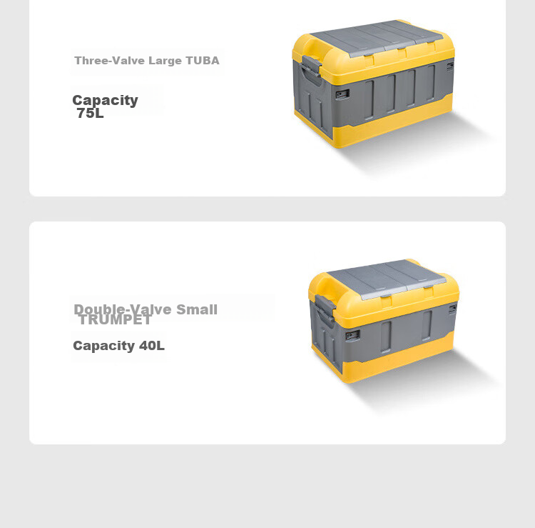YUECAR Trunk Storage Box, Car Organizer Container, Foldable Car Storage Box with Double Lids, 40L Gray And Yellow 8