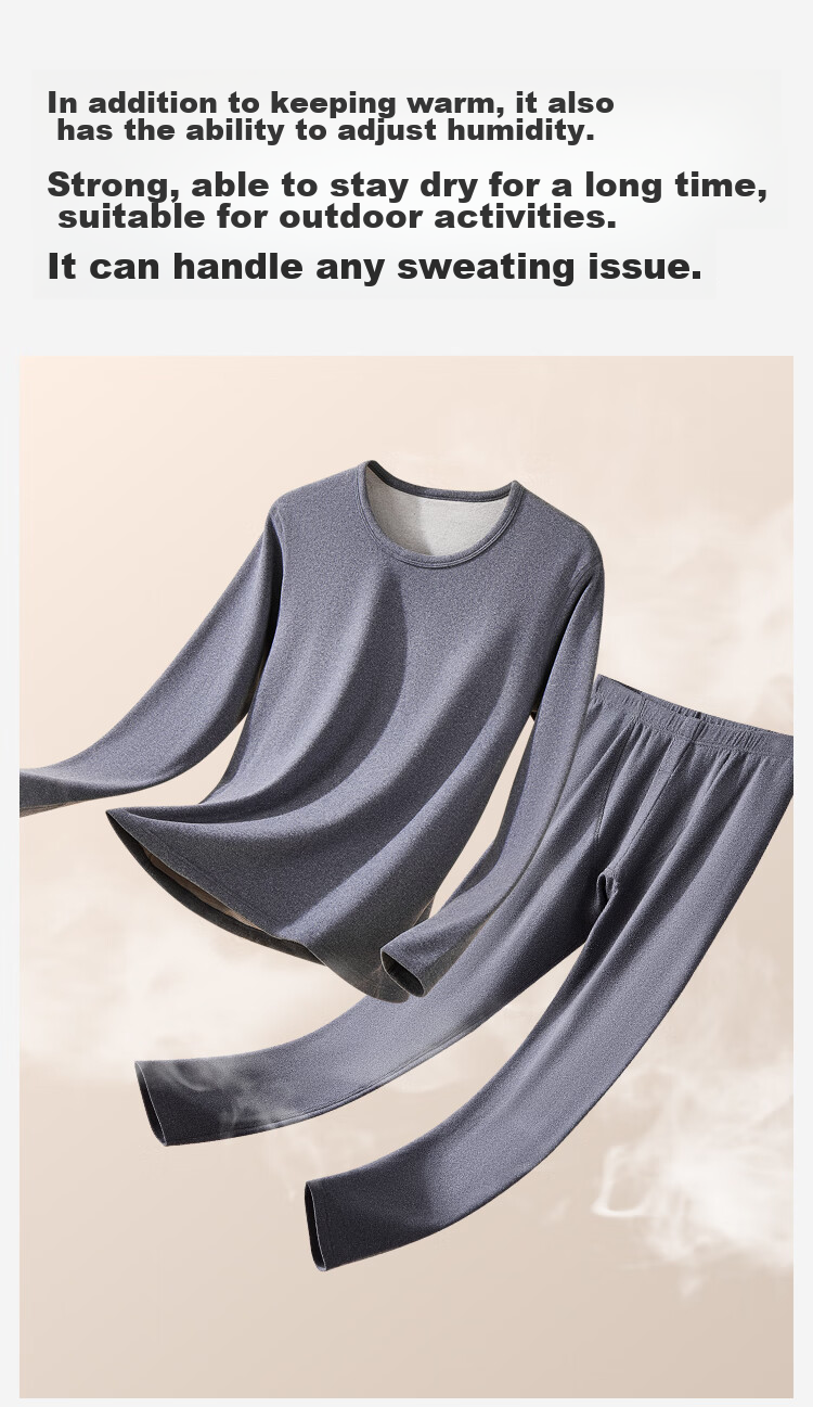 JOAE [Antibacterial And Anti-Mite] Anti-Static Cashmere Silk Men's Thin Thermal Underwear, German Wool Autumn Top And Pants Winter Set 7