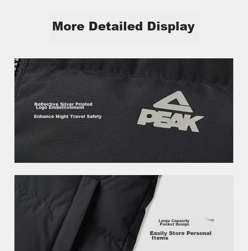 PEAK Long down Jacket for Men, Winter Three-Protection Technology, Warm, Windproof, Waterproof, Stain-Resistant, Hooded Sports Coat DF544111 13