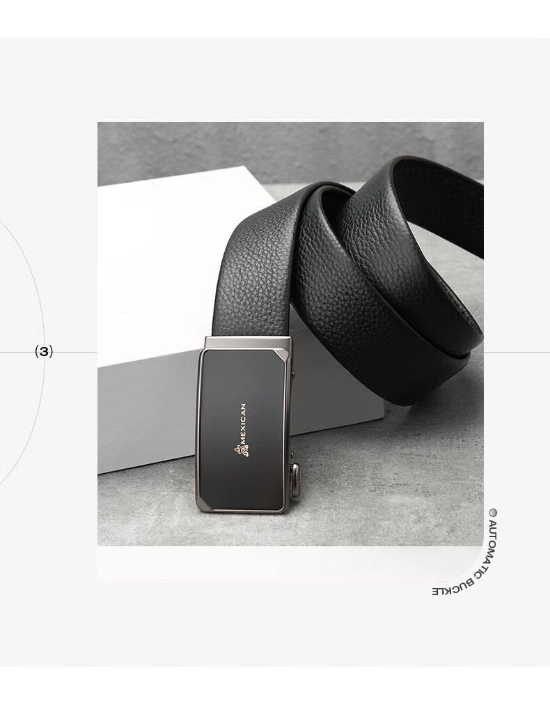 MEXICAN Top-Grain Leather Belt with Automatic Buckle, Zodiac Year Men's Waistband, Wedding Gift, Birthday Present for Boys And Fathers 3