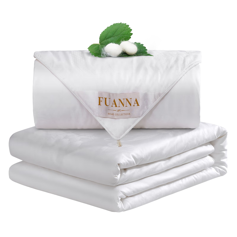 FUANNA Double Cocoon Silk Duvet, 100% Mulberry Silk Mother-Child Comforter, Gift Single Bedding Core, 6.2 Jin (3.1 Kg), 152*210cm