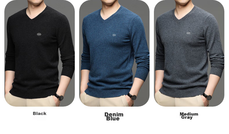 Hengyuanxiang Men's Thick 100% Pure Wool Sweater, Autumn And Winter Solid Color Casual Base Layer Knit Pullover for Young And Middle-Aged Me 14