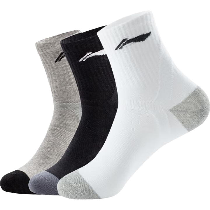 Li-Ning Socks, Basketball Socks [6 Pairs], Sports Socks for Men And Women, Running Socks, Badminton Socks, Mid-Calf, All-Season, Odor-Resistant, Terry Cotton Socks