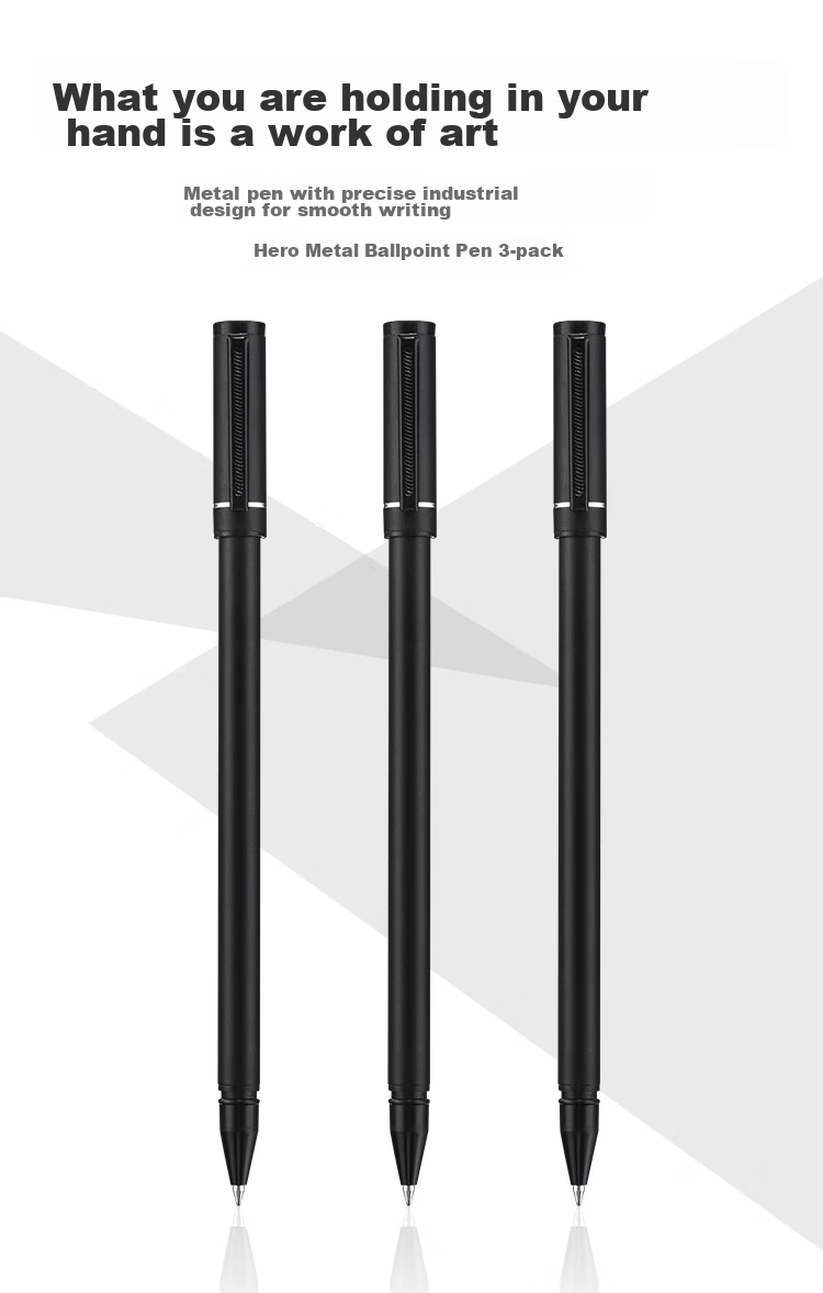 HERO Gel Pen A206 Black Metal 0.5mm Student Stationery Gel Pen, Signature Pen, Ink Pen Three-Pack 1