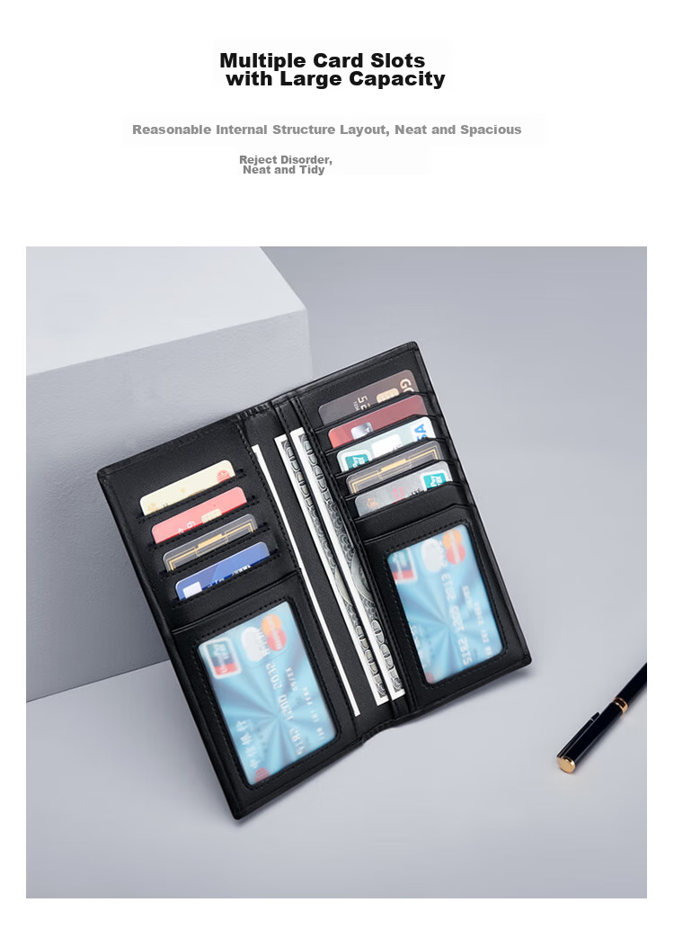 GOLF Men's Wallet, Top-Grain Leather, Long Style, Multiple Card Slots, Slim Casual Leather Wallet, Bill Holder, Gift Box Packaging 7