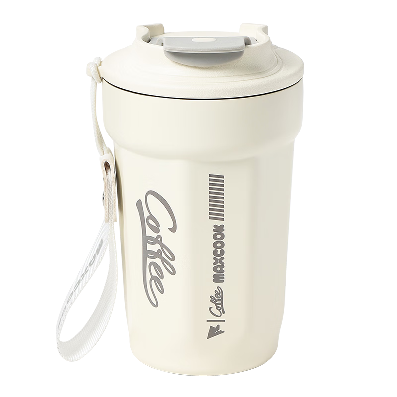 MAXCOOK Insulated Mug Coffee Cup Thermos 304 Stainless Steel Water Bottle Outdoor Portable Cold Cup with Lid 450ml White