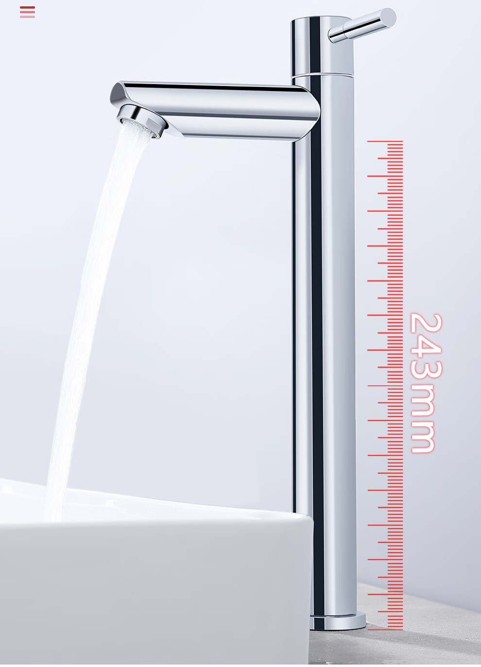 CVBAB Basin Faucet, Single Cold High Countertop Basin Faucet, Bathroom Stainless Steel Faucet CV1061 5