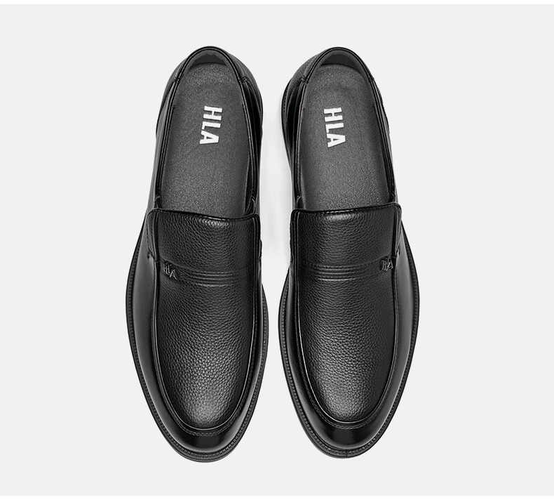 Hailanzhijia HLA Leather Shoes for Men, Top-Grain Cowhide, Slip-On Formal Casual Business Leather Shoes for Men, T211 Black Size 44 22