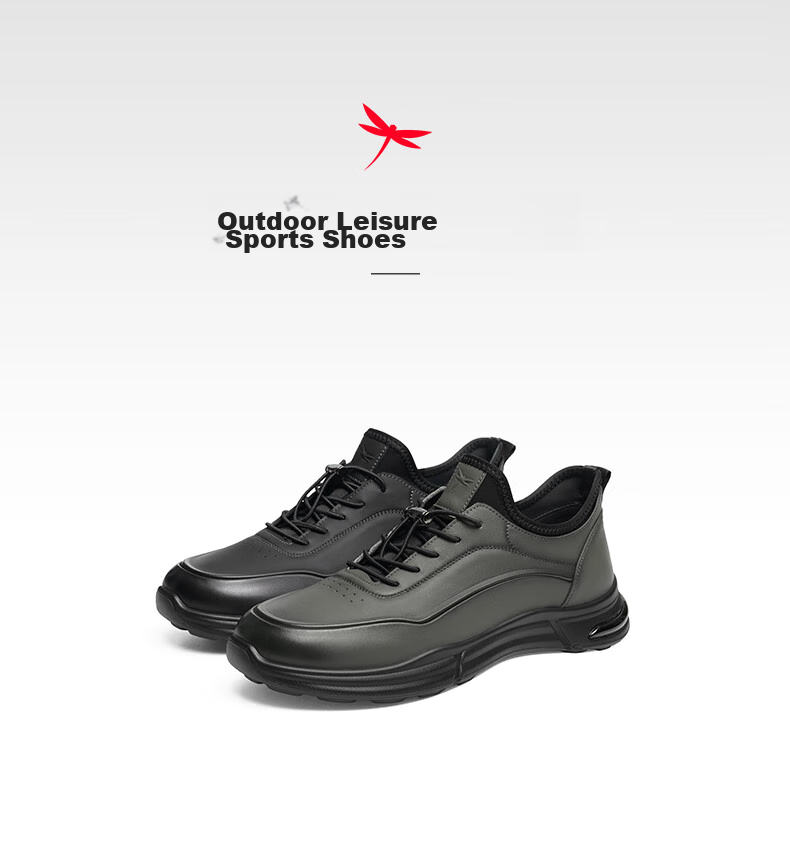 RED DRAGONFLY Men's Sports Leather Shoes, Spring And Autumn Casual Outdoor Shoes for Men, Trendy Single Shoes WTA34108 Black Size 41 1