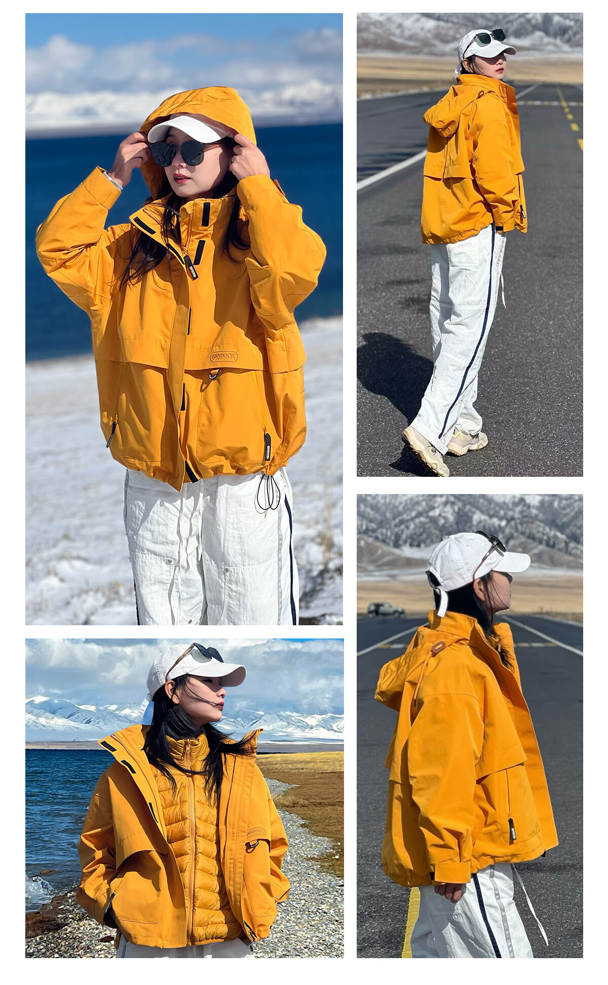OUTDOOR PRODUCTS [Huangmeirou] Functional Three-In Fleece Jacket for Women, Windproof Coat, China Red 32