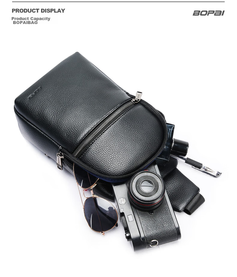 Bopai Crossbody Bag for Men, Top-Grain Leather Shoulder Bag, Business Fashion Travel Sports Bag, Lightweight Chest Pack for Work 6