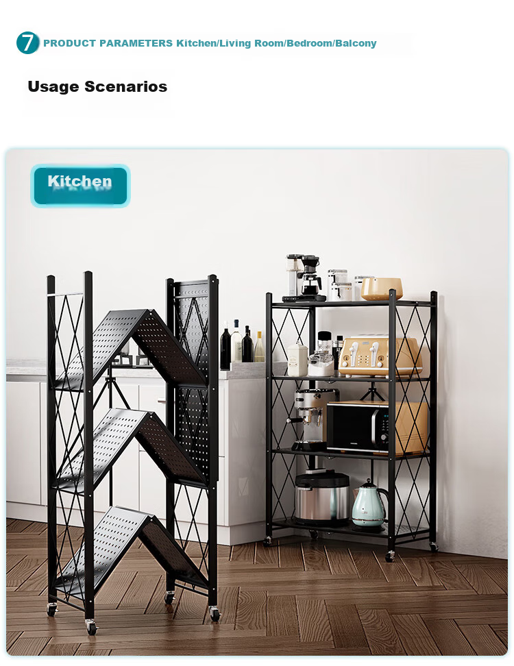 Anerya Kitchen Storage Rack, Floor-Standing Movable No-Installation Microwave Oven Organizer Shelf, Storage Rack, 5-Tier Thickened Versio 14