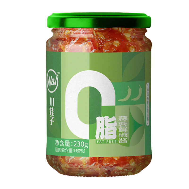 川娃子 0脂肪辣椒酱 无油下饭调味酱 低脂健身拌饭拌面剁椒酱230g