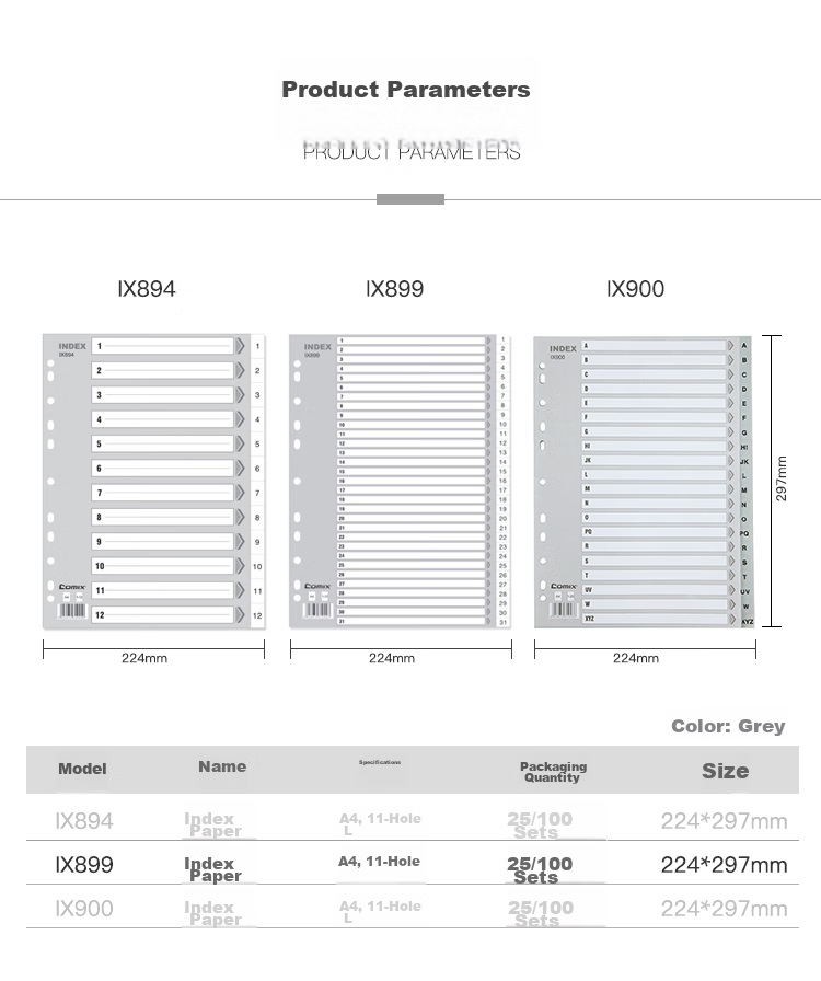 COMIX A4 11-Hole Easy-To Label, Monthly Page Separator Index Paper, 31 Pages (1-31) EX8899 2