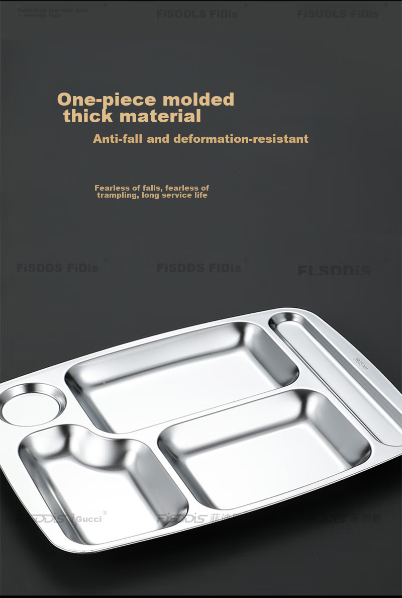 FISDDIS304 Stainless Steel 6-Compartment Commercial Fast Food Tray 350g 9