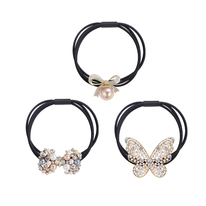 CHIMERA Rhinestone Hair Tie, High Elasticity Butterfly Band, Bun Maker, Hair Rope for Women, Mid-Autumn Festival Gift