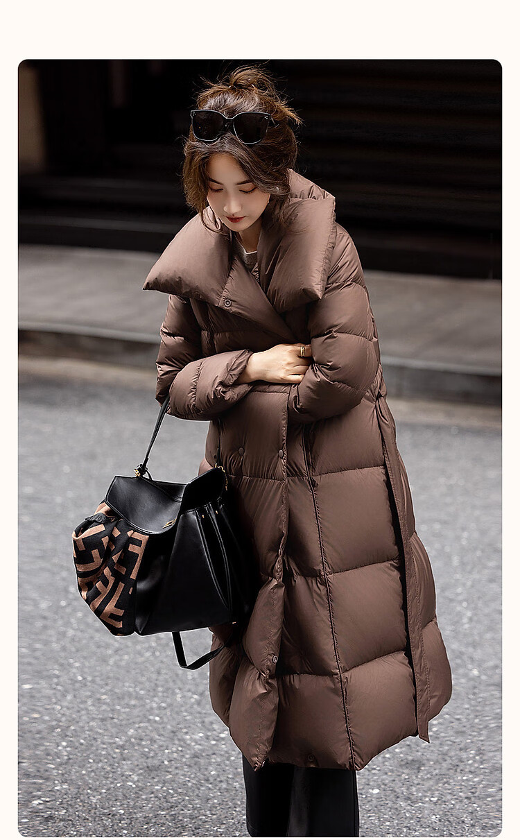 Dme [Urban Light Outdoor] Winter 400T Spring Yafang Pressure-Elastic Fluffy 90% Duck Down, Large Lapel down Jacket for Wome 2
